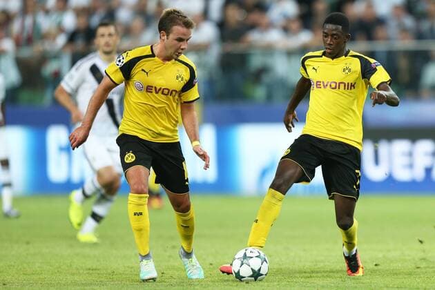 Fußball, CL, Legia Warschau - Borussia Dortmund FUSSBALL CHAMPIONS LEAGUE 2016 2017 LEGIA WARSCHAU - BVB BORUSSIA DORTMUND Mario Götze, OUSMANE DEMBELE  20160914CSLG0039
