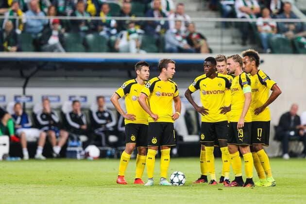 Fußball, CL, Legia Warschau - Borussia Dortmund FUSSBALL CHAMPIONS LEAGUE 2016 2017 LEGIA WARSCHAU - BVB BORUSSIA DORTMUND Mario Götze (Borussia), Ousmane Dembele (Borussia), Marcel Schmelzer (Borussia), Lukasz Piszczek (Borussia), Pierre-Emerick Aubameyang (Borussia)  20160914toja62