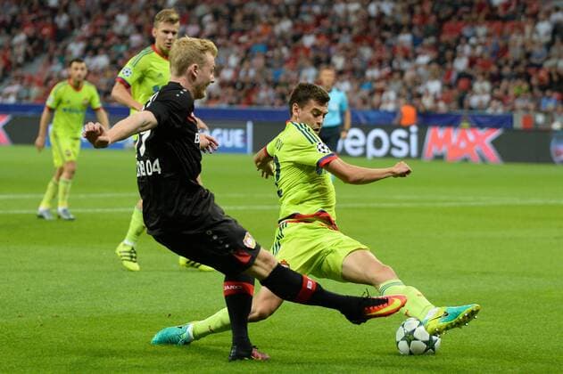 Julian Brandt (Bayer Leverkusen), Georgi Schennikov (ZSKA Moskau) Leverkusen, Deutschland, 14.09.2016 - Fussball, Championsleague, Bayer Leverkusen - ZSKA Moskau, Fussball, Championsleague, Bayer Leverkusen - ZSKA Moskau, xklx