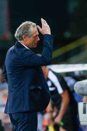 Club s head coach Michel Preud homme looks dejected during a game of the first day of the group stage of the UEFA Champions League competition between Belgian first division soccer team Club Brugge KV and English club Leicester City F.C. in the group G in Brugge, Wednesday 14 September 2016. BRUNOxFAHY  x04931895x
