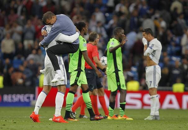 Real Madrid - Sporting Lissabon 2016 2017 Champions League Alvaro Morata and Pepe celebrate the victory  xJosexLuisxCuestax xx