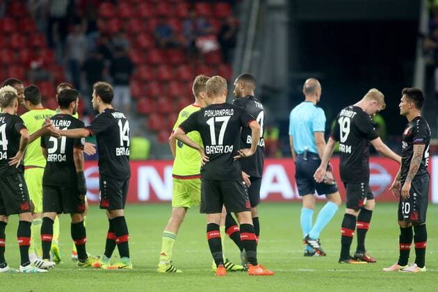 14.09.2016 - Spieler von Bayer 04 Leverkusen nach dem Champions League Gruppenspiel (Saison 2016 17) Bayer Leverkusen - ZSKA Moskau. Â