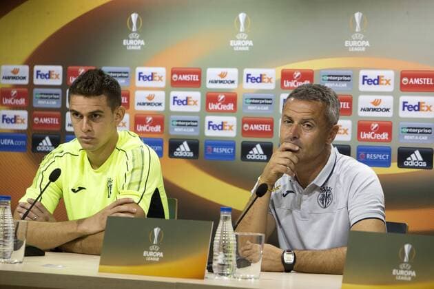 Fußball, EL, FC Zürich Pressekonferenz Fußball, FC Villarreal Pressekonferenz Santos Borre and Fran Escriba appear at press conference PK Pressekonferenz before the Europa League match between Villarreal and Zurich. xCARMExRIPOLLESx 