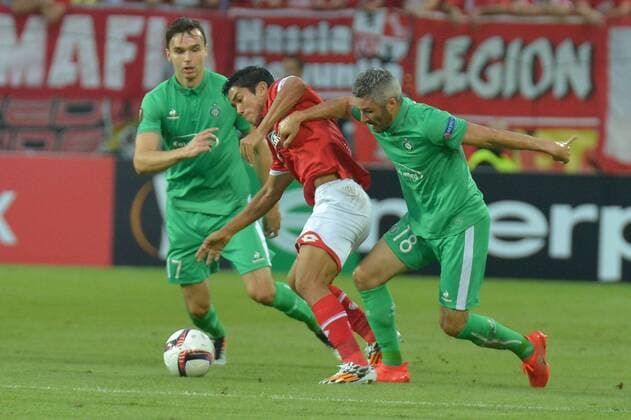 15.09.2016, xtkx, Fussball UEFA Europa League, FSV Mainz 05 - AS St.Etienne, emspor , v.l. Ole Selnaes (St. Etienne) , Yunus Malli (Mainz 05) , Mainz