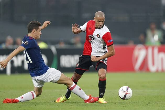 (L-R) Ander Herrera of Manchester United ManU Karim El Ahmadi of Feyenoordduring the Europa League group A match between Feyenoord and Manchester Uinited on September 15, 2016 at the Kuip stadium in Rotterdam, The Netherlands. Feyenoord Rotterdam v Manchester United UEFA Europa League 2016 2017 xVIxxIVx 6222417