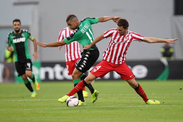 Gregoire Defrel Sassuolo, Aymeric Laporte Athletic Reggio Emilia 15-09-2016 Stadio Citta del Tricolore Sassuolo Calcio vs. Atletico Bilbao Europa League 2016 2017 lucaxpagliaricci