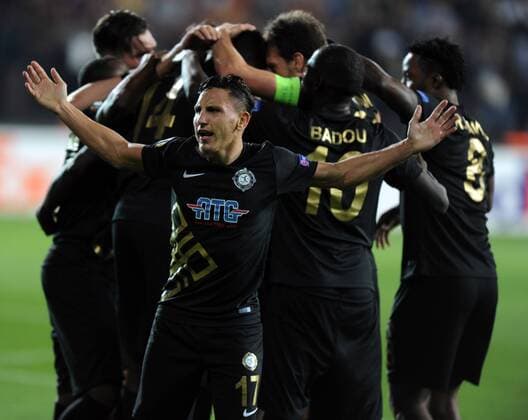 Osmanlispor s (TUR) players celebrate goal against Steau Bucharest (ROM) during tthe UEFA Europe League at Osmanli Stadium, Ankara, September 15th, 2016. (Hikmet Saatci - Depo Photos)  15501435