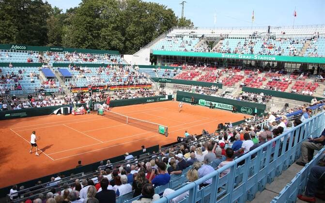 GER, Davis Cup, Deutschland vs. Polen, Einzel 16.09.2016, LTTC Rot-Weiss-Berlin, Berlin, GER, Davis Cup, Deutschland vs. Polen, Auslosung, im Bild Steffi-Graf-Stadion Jan-Lennard Struff (GER) vs. Kamil Majchrzak (POL) nordphotox xEngler