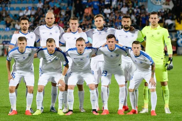 UEFA: Qarabag FK - Slovan Liberec Slovan Liberec team before the UEFA Europe League match between Qarabag FK and Slovan Liberec at Dalga Arena stadium. The final score is 2-2.  AzizxKarimovx xPacificxPress