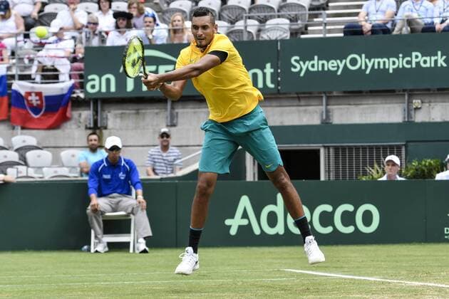 16.09.16 Sydney, Australia. Nick Kyrgios of Australia in action against Andrej Martin of Slovakia during their mens singles match of the Davis Cup World Group Play-Off in the Ken Rosewall Arena. Kyrgios won the match 6-3, 6-2, 6-4. xNigelxOwenx  ActionPlus11790457