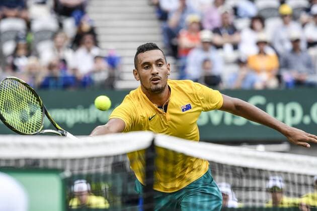 16.09.16 Sydney, Australia. Nick Kyrgios of Australia in action against Andrej Martin of Slovakia during their mens singles match of the Davis Cup World Group Play-Off in the Ken Rosewall Arena. Kyrgios won the match 6-3, 6-2, 6-4. xNigelxOwenx  ActionPlus11790461