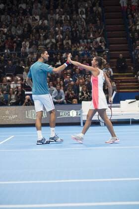 Tennis, Djokovic and Friends Showmatch in Mailand Milan, Djokovic and Friends in the photo: Novak Djokovic, Flavia Pennetta  Copyright: xAlbertoxScarpinatox