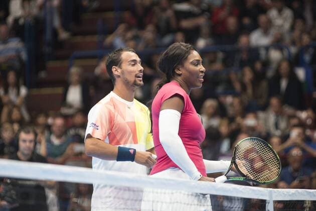 Tennis, Djokovic and Friends Showmatch in Mailand Milan, Djokovic and Friends in the photo: Fabio Fognini, Serena Williams  Copyright: xAlbertoxScarpinatox