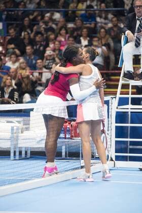 Tennis, Djokovic and Friends Showmatch in Mailand Milan, Djokovic and Friends in the photo: Serena Williams, Flavia Pennetta  Copyright: xAlbertoxScarpinatox
