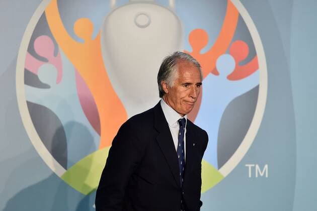 Fußball, UEFA präsentiert Logo der EURO 2020 in Rom Giovanni Malago CONI ( Italian CIO commitee ) President Roma 22-09-2016 Foro Italico Logo Roma2020 european football championships unveiled andreaxstaccioli