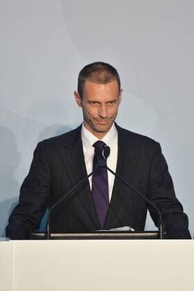 Fußball, UEFA präsentiert Logo der EURO 2020 in Rom Aleksander Ceferin Uefa President Roma 22-09-2016 Foro Italico Logo Roma2020 european football championships unveiled andreaxstaccioli