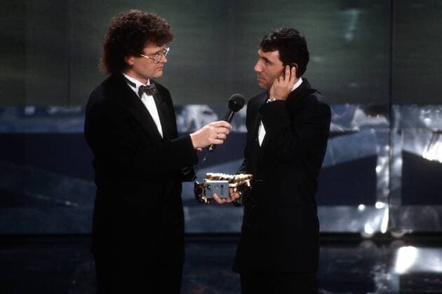 Welt Fußball Gala 1991, Moderator Ulli Potofski und Hristo Stoichkov (Bulgarien)