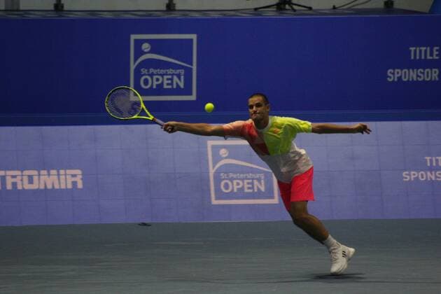 Russian Federation. St. Petersburg. Sibur-Arena. International tennis tournament SpbOpen 2016.Milosh Raonic - Mikhail Youzhny. ATP Tennis Herren 250. Mikhail Youzhny. MaksimxKonstantinov 