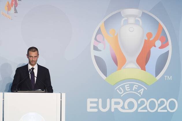 Fußball, UEFA präsentiert Logo der EURO 2020 in Rom Aleksander Ceferin Uefa President Roma 22-09-2016 Foro Italico Logo EURO Roma 2020 european football championships unveiled andreaxstaccioli