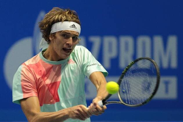 September 23, 2016 - Saint Petersburg, Russia - Alexander Zverev of Germany returns the ball to Mikhail Youzhny of Russia during the St. Petersburg Open ATP Tennis Herren tennis tournament match in St. Petersburg, Russia, September 23, 2016. Alexander Zverev v Mikhail Youzhny - St. Petersburg Open 2016  - ZUMAn230