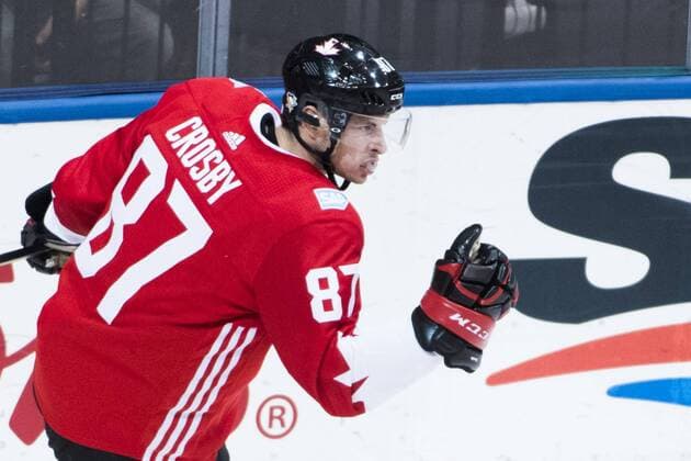 World Cup of Hockey, Kanada - Russland Kanadas Sidney Crosby jublar efter han gjort 1-0 under ishockeymatchen Kanada - Russland Länderspiel World Cup of Hockey Toronto.  Copyright: LUDVIGxTHUNMAN BB160924LT064