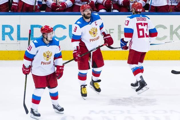 World Cup of Hockey, Kanada - Russland Rysslands Vladimir Tarasenko och Alex Ovechkin Kanada - Russland Länderspiel World Cup of Hockey Toronto.  Copyright: LUDVIGxTHUNMAN BB160924LT146