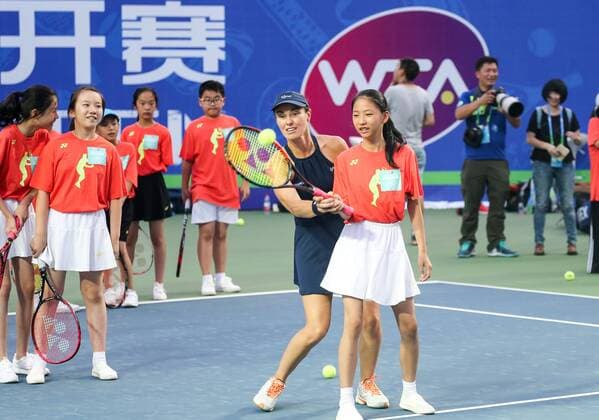 WUHAN, CHINA - SEPTEMBER 25: Swiss tennis player Martina Hingis attends an activity on day 1 of the 2016 WTA Tennis Damen Dongfeng Motor Wuhan Open on September 25, 2016 in Wuhan, China.  CFP492686328 