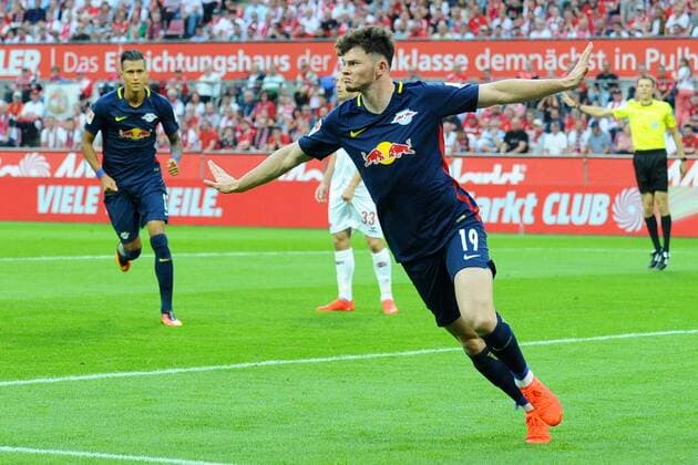 GER,1.FBL, 1. FC Koeln vs RB Leipzig 25.09.2016, Rhein-Energie-Stadion, Koeln, GER,1.FBL, 1. FC Koeln vs RB Leipzig, im Bild Torjubel zum 1:0 durch Oliver Burke ( Leipzig 19 ) Foto © nordphoto Treese nordphotoxTreese
