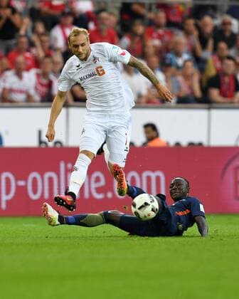 Fussball, 1.BL Saison 2016 2017, Spieltag 5, 1.FC Koeln vs RB Leipzig 25.09.2016, Rheinenergiestadion Köln,Marcel Risse, FC Köln, Naby Deco Keita , RB Leipzig,