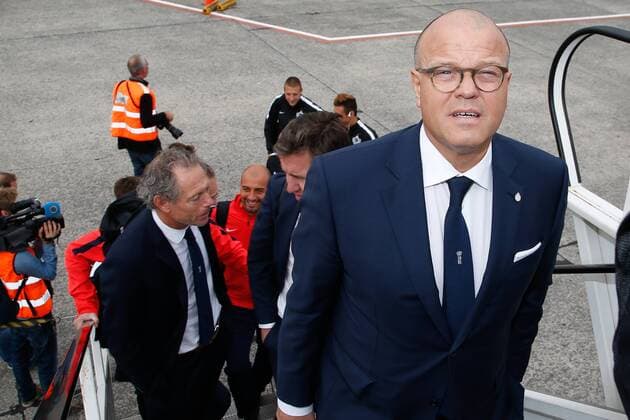 Club s chairman Bart Verhaeghe pictured at the departure of Belgian first division soccer team Club Brugge KV in Brugge, Monday 26 September 2016. Brugge is preparing for the second game in the UEFA Champions League group stage competition, in the group G, against Danish club Kopenhagen tomorrow. BRUNOxFAHY  x04941048x