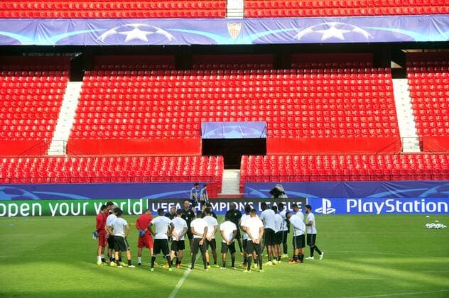 Olympique Lyon training session at Pizjuan stadium before Champions League match against Sevilla. xKIKOxHURTADOx 