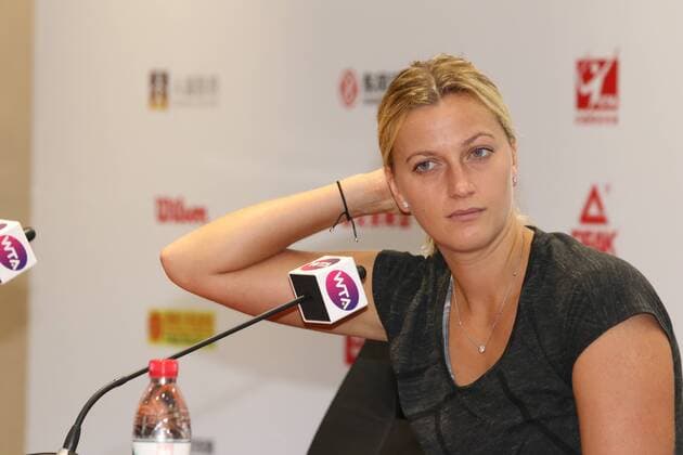 Petra Kvitova of Czech Republic attends a press conference PK Pressekonferenz after defeating Elina Svitolina of Ukraine in their second round match of the women s singles during the 2016 WTA Tennis Damen Wuhan Open tennis tournament in Wuhan city, central China s Hubei province, 27 September 2016. Petra Kvitova highlights press conference at Wuhan Open  pbu510024_15