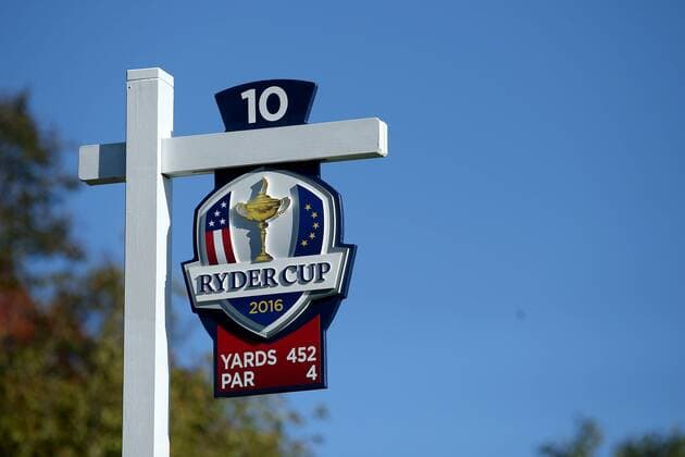 GOLF - Ryder Cup 2016 CHASKA,MINNESOTA,USA,27.SEP.16 - GOLF - Ryder Cup, Hazeltine National Golf Club. Image shows a sign. GEPAxpictures xDanielxGoetzhaber