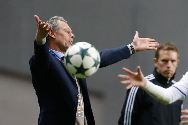 Club s head coach Michel Preud homme pictured during a soccer game between Danish club F.C. Kobenhavn and Belgian team Club Brugge KV in Copenhagen, Denmark, Tuesday 27 September 2016, the second game in the group stage of the UEFA Champions League competition, in group G. BRUNOxFAHY  x04941942x