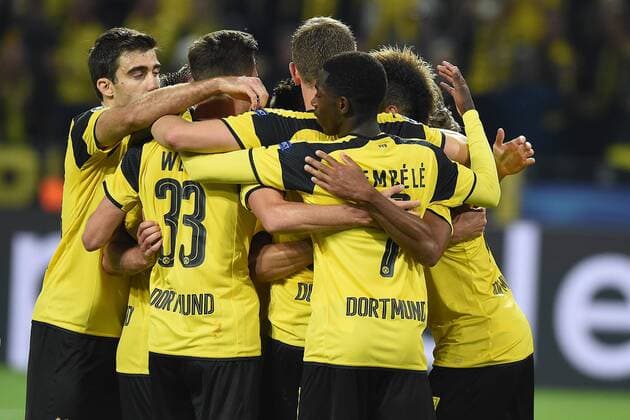 Fußball Champions League Gruppenphase 2. Spieltag Borussia Dortmund - Real Madrid am 27.09.2016 im Signal Iduna Park in Dortmund Torjubel zum 1:1 durch Pierre-Emerick Aubameyang ( Dortmund ) xRx