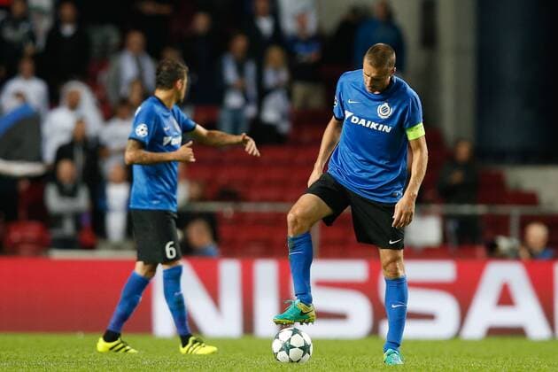 Club s Timmy Simons looks dejected during a soccer game between Danish club F.C. Kobenhavn and Belgian team Club Brugge KV in Copenhagen, Denmark, Tuesday 27 September 2016, the second game in the group stage of the UEFA Champions League competition, in group G. BRUNOxFAHY  x04941979x