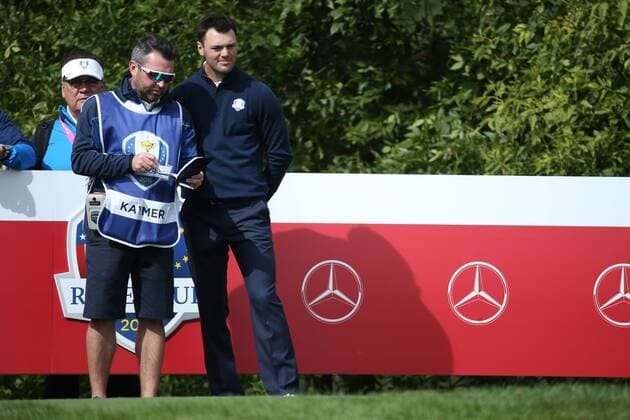 GOLF - Ryder Cup 2016 CHASKA,MINNESOTA,USA,27.SEP.16 - GOLF - Ryder Cup, Hazeltine National Golf Club. Image shows Martin Kaymer (GER) with his caddy. GEPAxpictures xDanielxGoetzhaber