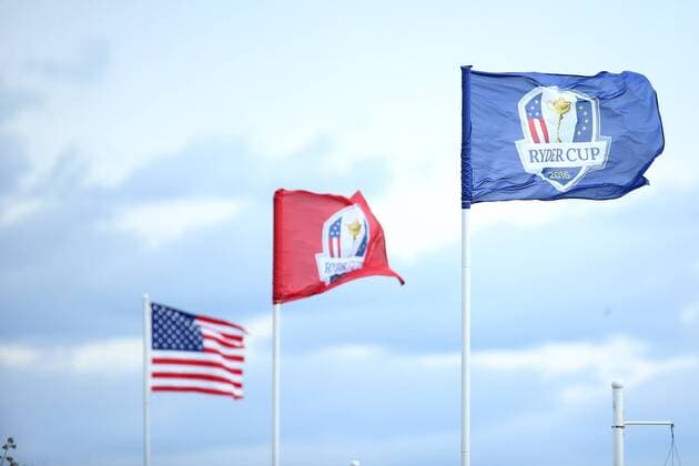 GOLF - Ryder Cup 2016 CHASKA,MINNESOTA,USA,27.SEP.16 - GOLF - Ryder Cup, Hazeltine National Golf Club. Image shows flags. GEPAxpictures xDanielxGoetzhaber