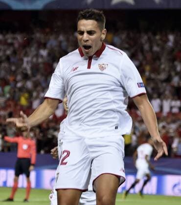 Sevilla s French striker Ben Yedder celebrates a goal aganinst Olympique Lyon during the UEFA Champions League group H soccer match between Sevilla FC and Olympique Lyon played at Sanchez Pizjuan stadium in Seville, Andalusia, Spain, 27 September 2016. SEVILLA VS OLYMPIQUE LYON !ACHTUNG: NUR REDAKTIONELLE NUTZUNG!  SEV001 20160927-636106152095351492