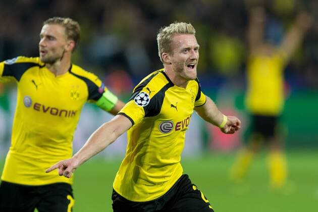 Dortmund, Germany 27.09.2016, UEFA Champions League - 2016 17 Season, Group F - Matchday 2, BV Borussia Dortmund - Real Madrid, 2:2, Torjubel, Andre Schuerrle (BVB) jubelt nach seinem treffer zum 2:2 ( DeFodi001