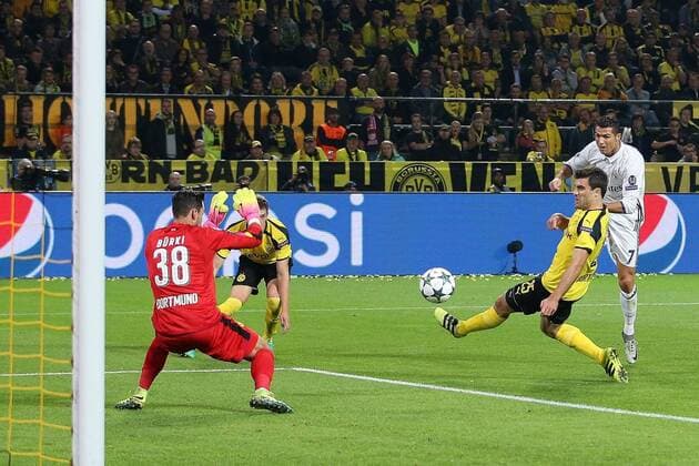 xuhjb, Dortmund, Signal Iduna Park, 27.09.16, Champions Leaque - 2. Spieltag - Borussia Dortmund - Real Madrid Bild: Tor zum 0:1 durch Cristiano Ronaldo (Madrid) Dortmund