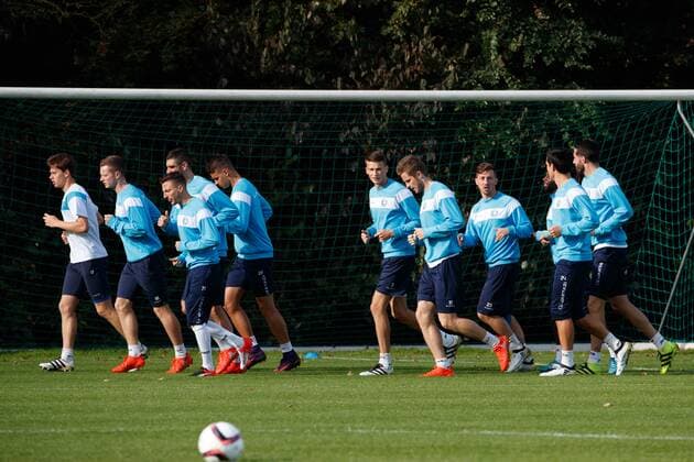 Gent s players pictured during a training session of Belgian soccer team KAA Gent, Wednesday 28 September 2016, in Gent. Tomorrow Gent is playing Turkish club Atiker Konyaspor in the second match of the group stage of the Europa League competition. KURTxDESPLENTER  x04942195x