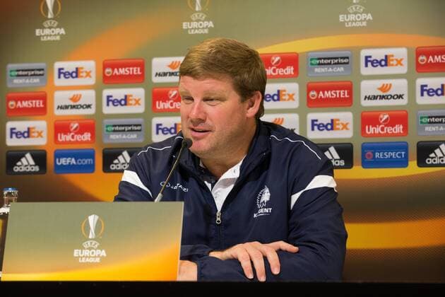 Gent s head coach Hein Vanhaezebrouck pictured during a press conference PK Pressekonferenz of Belgian soccer team KAA Gent, Wednesday 28 September 2016, in Gent. Tomorrow Gent is playing Turkish club Atiker Konyaspor in the second match of the group stage of the Europa League competition. KURTxDESPLENTER  x04942399x