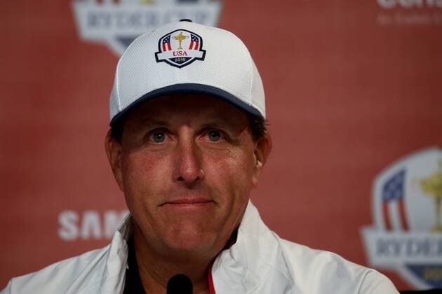 GOLF - Ryder Cup 2016 CHASKA,MINNESOTA,USA,28.SEP.16 - GOLF - Ryder Cup, Hazeltine National Golf Club, press conference PK Pressekonferenz Image shows Phil Mickelson (USA). GEPAxpictures xDanielxGoetzhaber