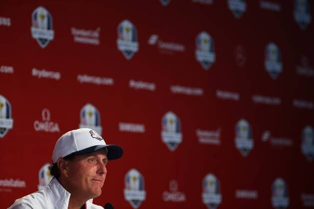 GOLF - Ryder Cup 2016 CHASKA,MINNESOTA,USA,28.SEP.16 - GOLF - Ryder Cup, Hazeltine National Golf Club, press conference PK Pressekonferenz Image shows Phil Mickelson (USA). GEPAxpictures xDanielxGoetzhaber