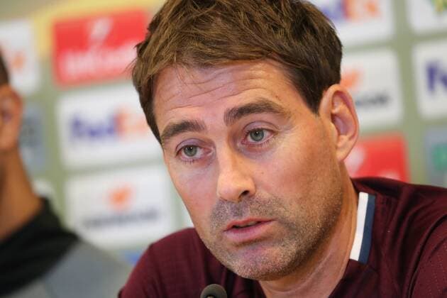 Anderlecht s head coach Rene Weiler pictured during a press conference PK Pressekonferenz of Belgian soccer team RSC Anderlecht in Saint-Etienne, France, Wednesday 28 September 2016. Tomorrow Anderlecht is playing the second game in the group stage of the UEFA Europa League competition against French club AS Saint-Etienne. VIRGINIExLEFOUR  x04942905x