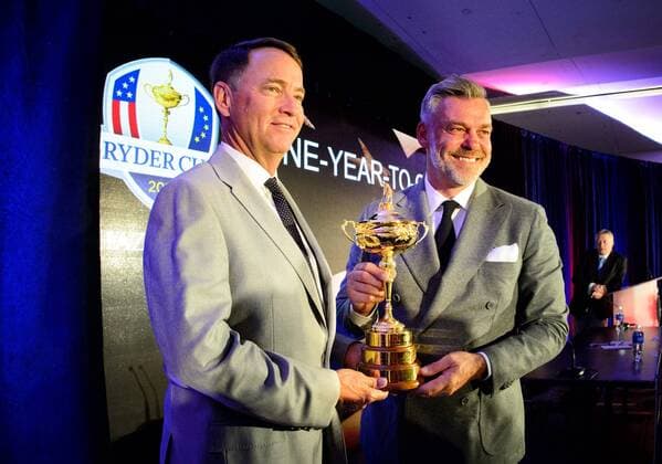 Ryder Cup captains and Davis Love and Darren Clarke spoke at a press conference at Hazeltine National Golf Club, home of the 2016 Ryder Cup. Minneapolis News - ZUMAm42_