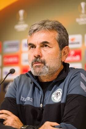 Konyaspor s head coach Aykut Kocaman pictured during a press conference PK Pressekonferenz of Turkish club Atiker Konyaspor, Wednesday 28 September 2016, in Gent. Tomorrow Gent is playing Turkish club Atiker Konyaspor in the second match of the group stage of the Europa League competition. KURTxDESPLENTER  x04943053x