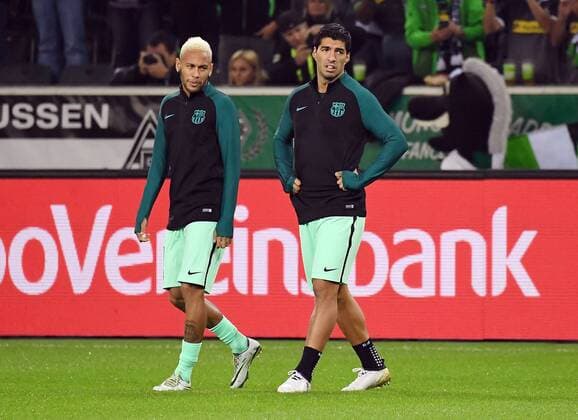 28.09.2016, xjhx, Fussball UEFA Europa League, Borussia Moenchengladbach - FC Barcelona Barca emspor , v.l. Neymar (FC Barcelona), Luis Suarez (FC Barcelona) Moenchengladbach