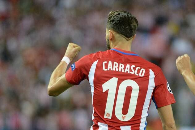 MADRID,SPAIN: Carrasco, 10 of Atletico de Madrid celebrates after scoring his team s first goal during the UEFA Champions League Group D match between Atletico de Madrid and Bayern Munchen at Estadio Vicente Calderon on 28 09 2016, in MADRID, SPAIN. Photo by Sonia Canada Cordon Press  xSoniaxCanadax xx